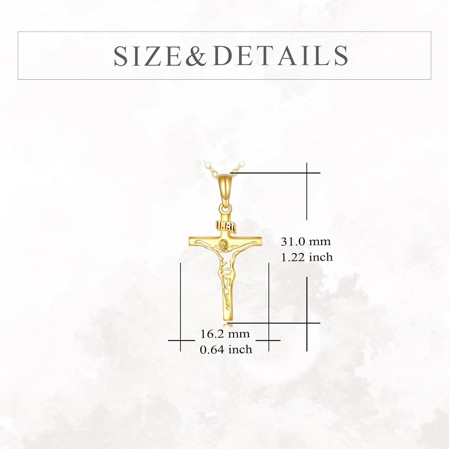 14K Gold Crucifix Pendant Necklace for Men & Women