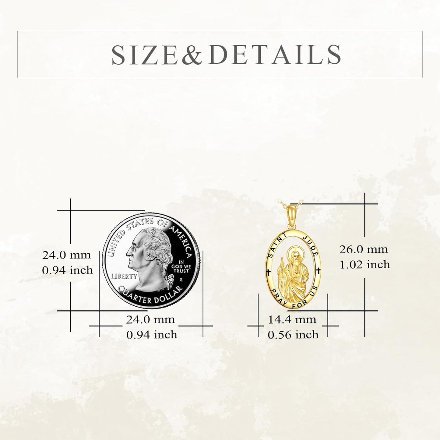 Pulsera de oro de 14 quilates con medalla de San Judas para hombres y mujeres, joyería de protección católica de 7+2 pulgadas