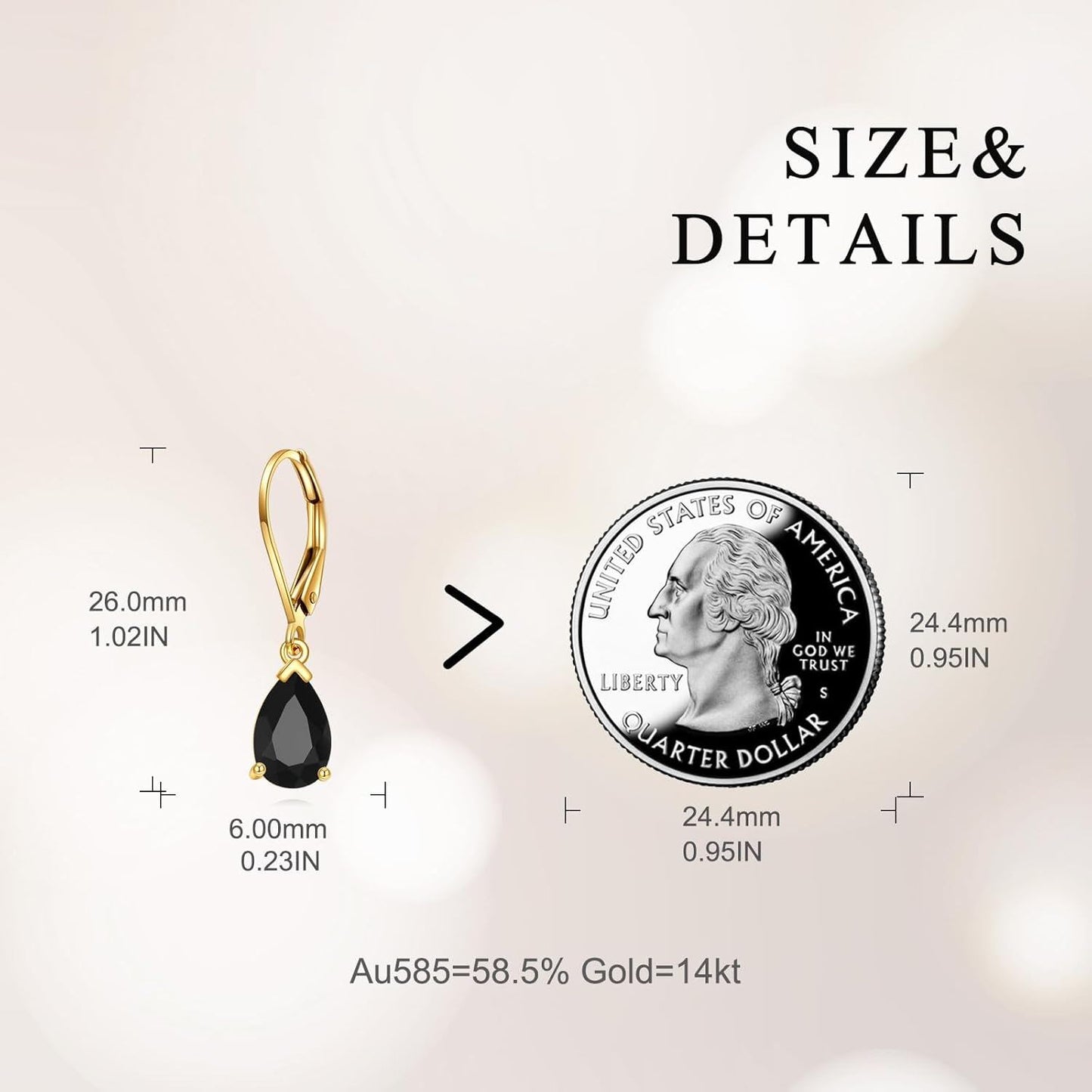 14k Yellow Gold Black Onyx Teardrop Earrings
