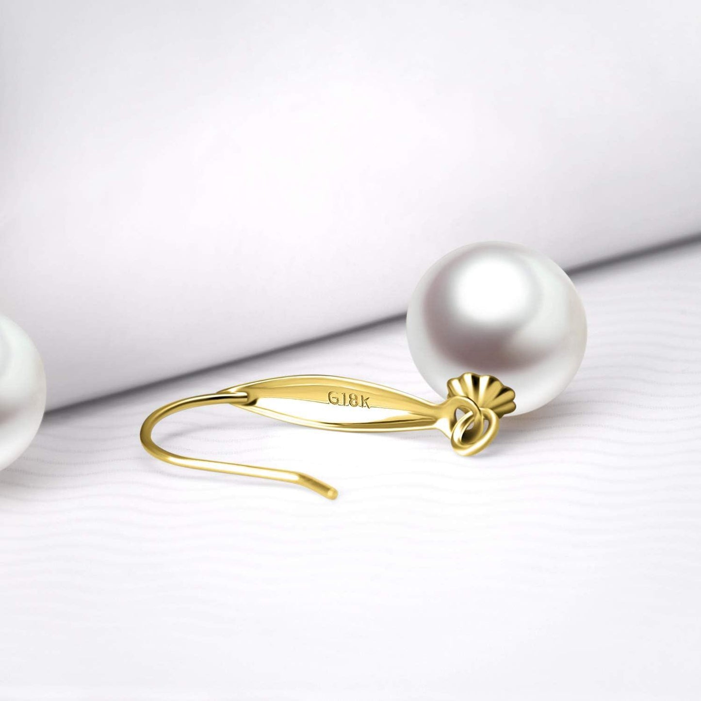 Pendientes de oro de 18 quilates con perlas cultivadas de agua dulce - 8 mm de diámetro