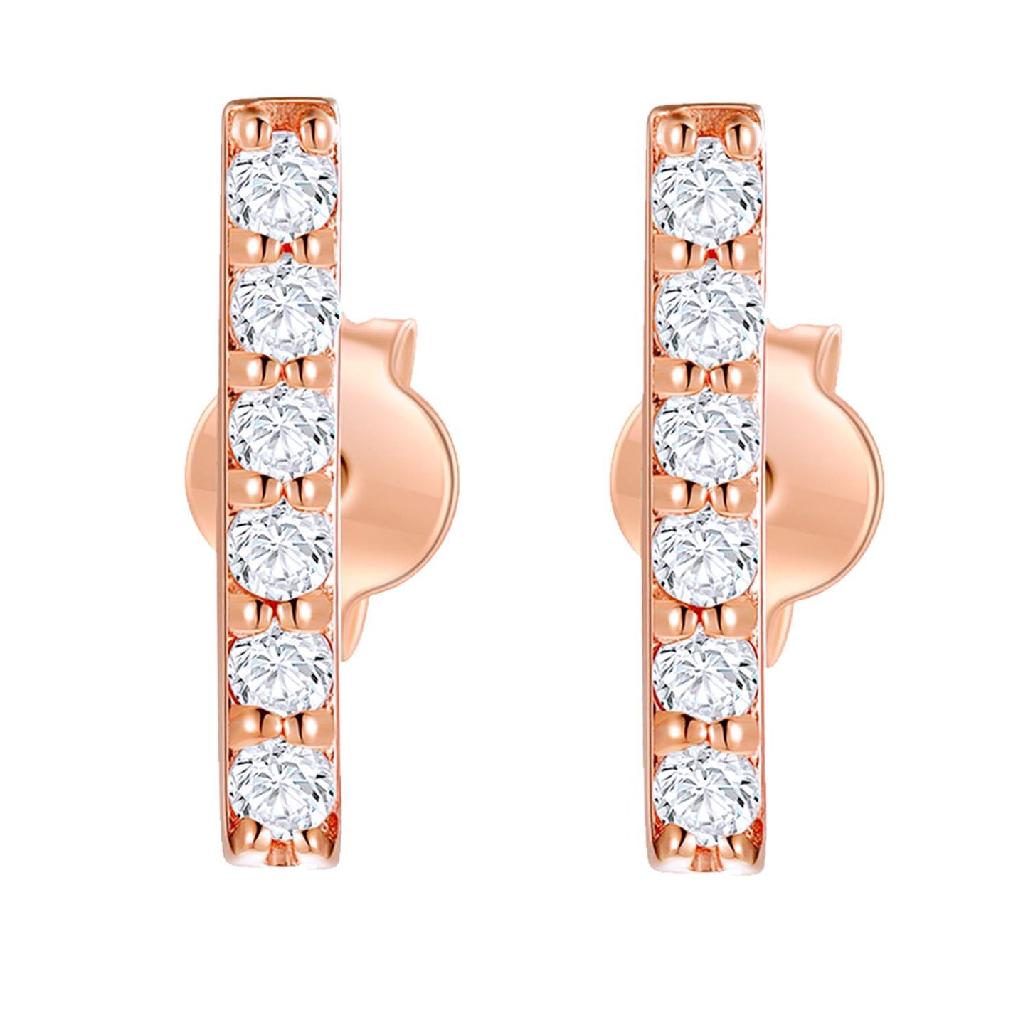 Pendientes de barra de oro blanco de 14 quilates con diamantes naturales de talla redonda de 2 quilates de peso total