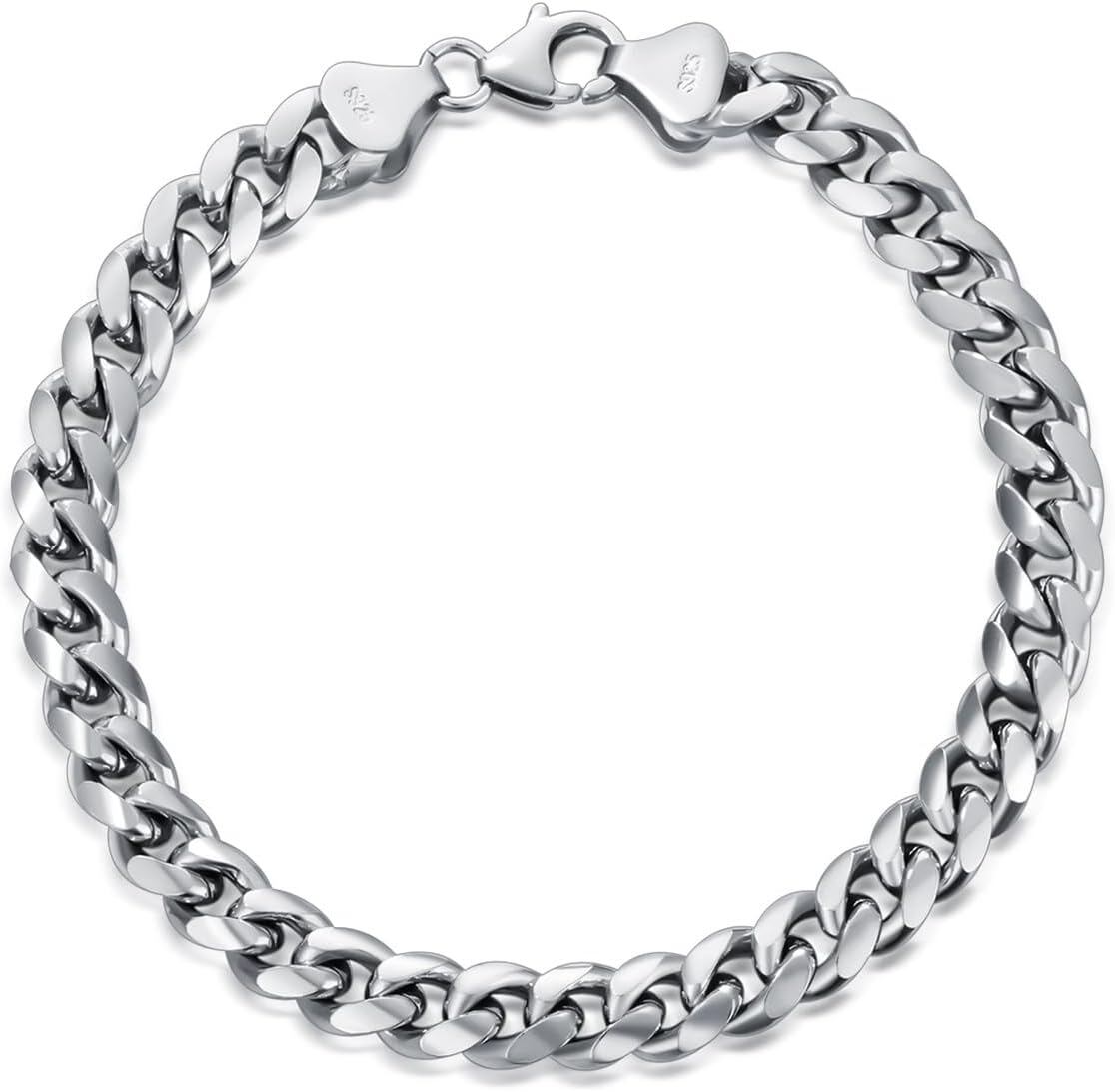 S925 Sterling Silver Cuban Link Chain Bracelet for Men