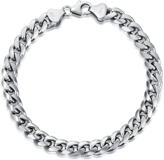 S925 Sterling Silver Cuban Link Chain Bracelet for Men