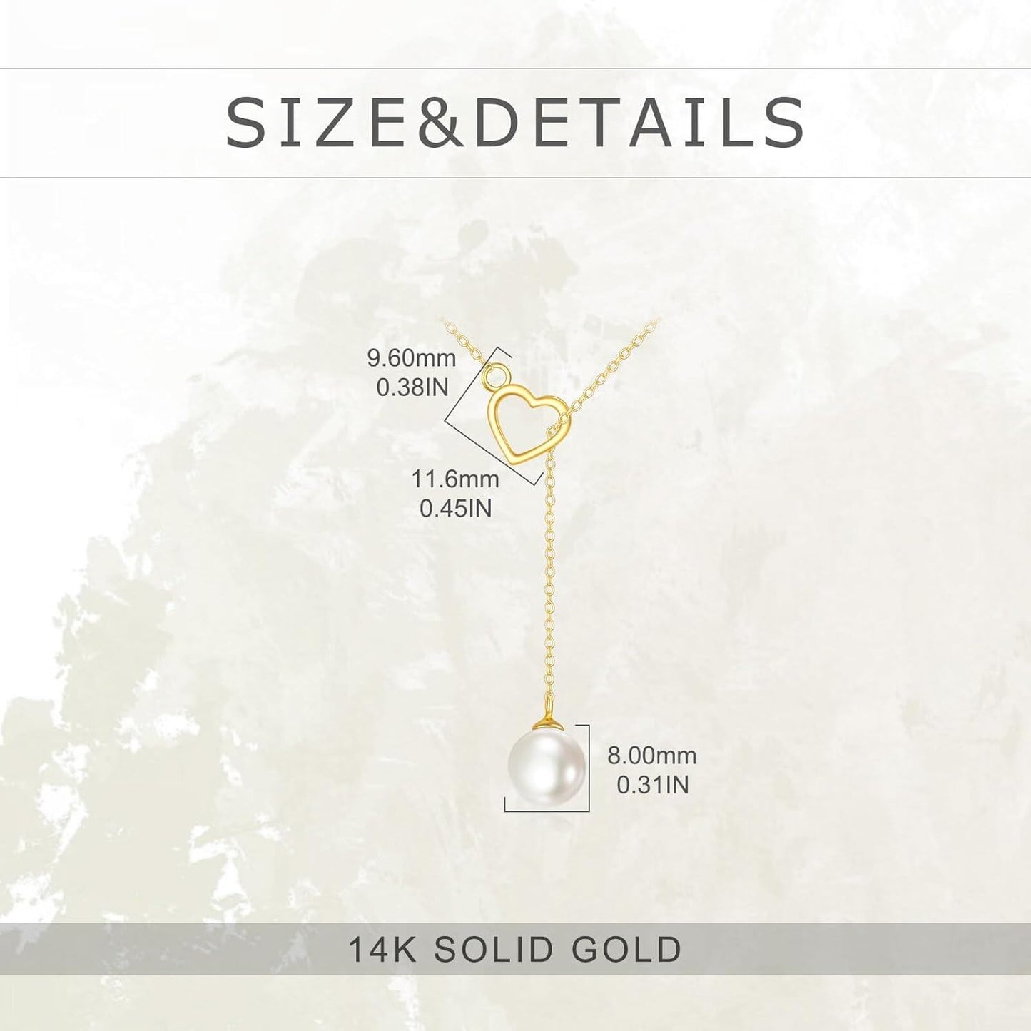 14K Gold Heart & Pearl Lariat Necklace