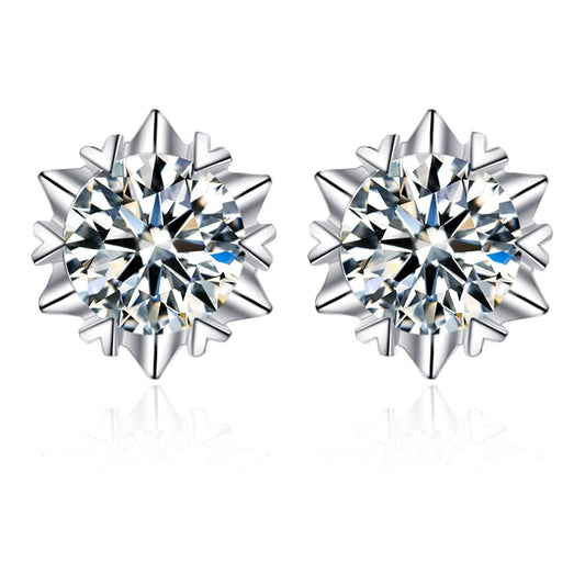 14K White Gold Moissanite Snowflake Earrings