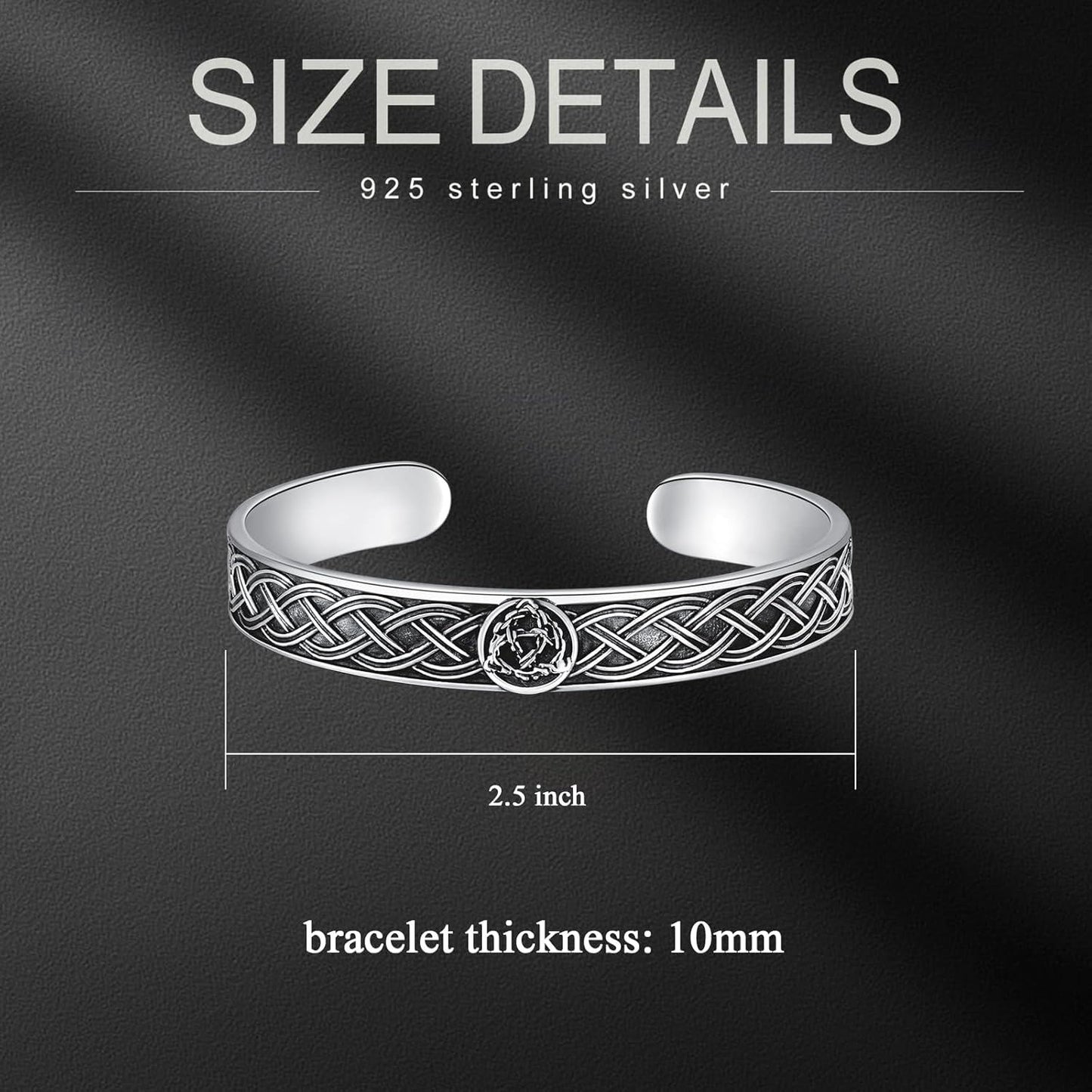 Pulsera ajustable de plata de ley 925 con diseño de nudo celta para hombres y mujeres