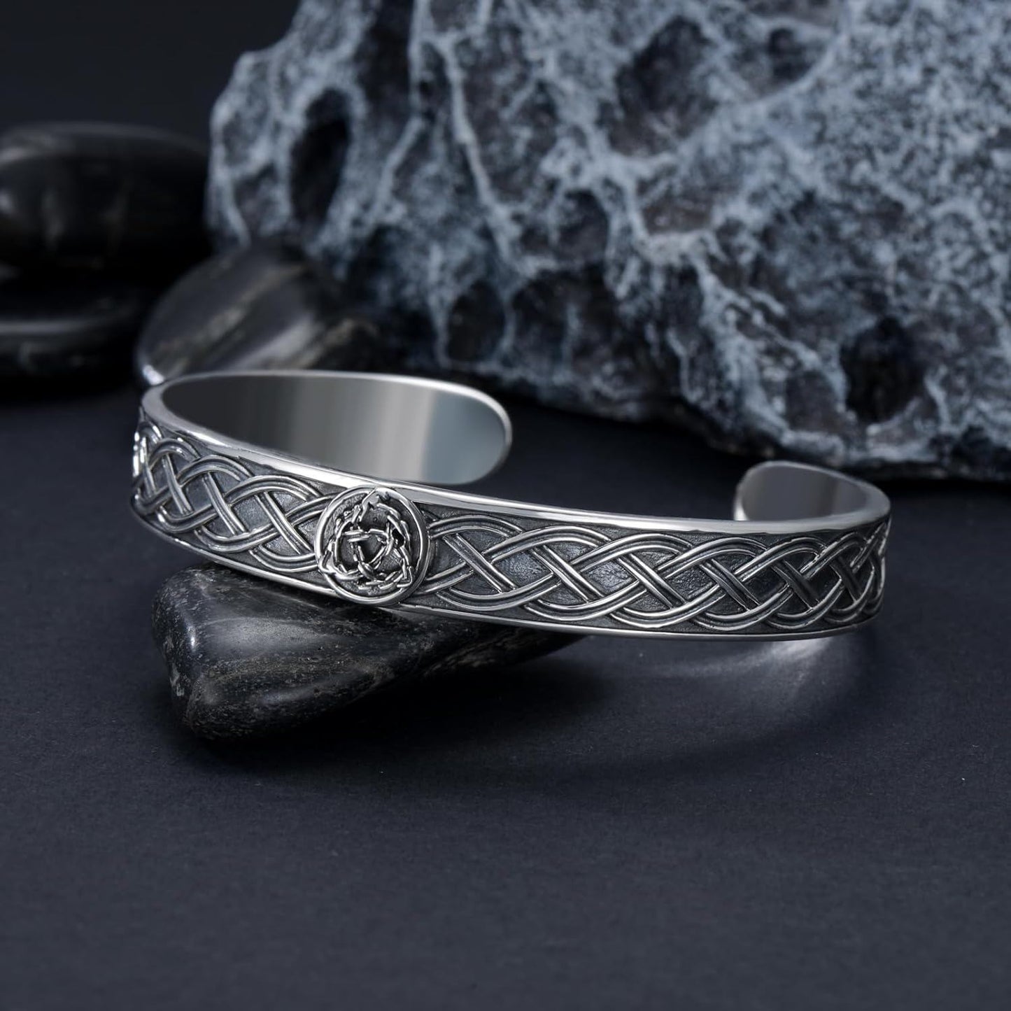 Pulsera ajustable de plata de ley 925 con diseño de nudo celta para hombres y mujeres