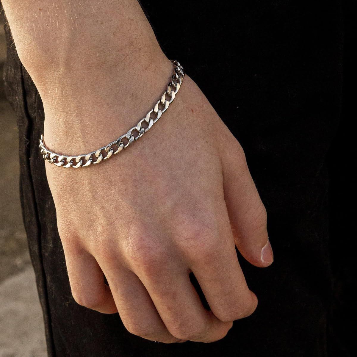 S925 Sterling Silver Cuban Link Chain Bracelet for Men