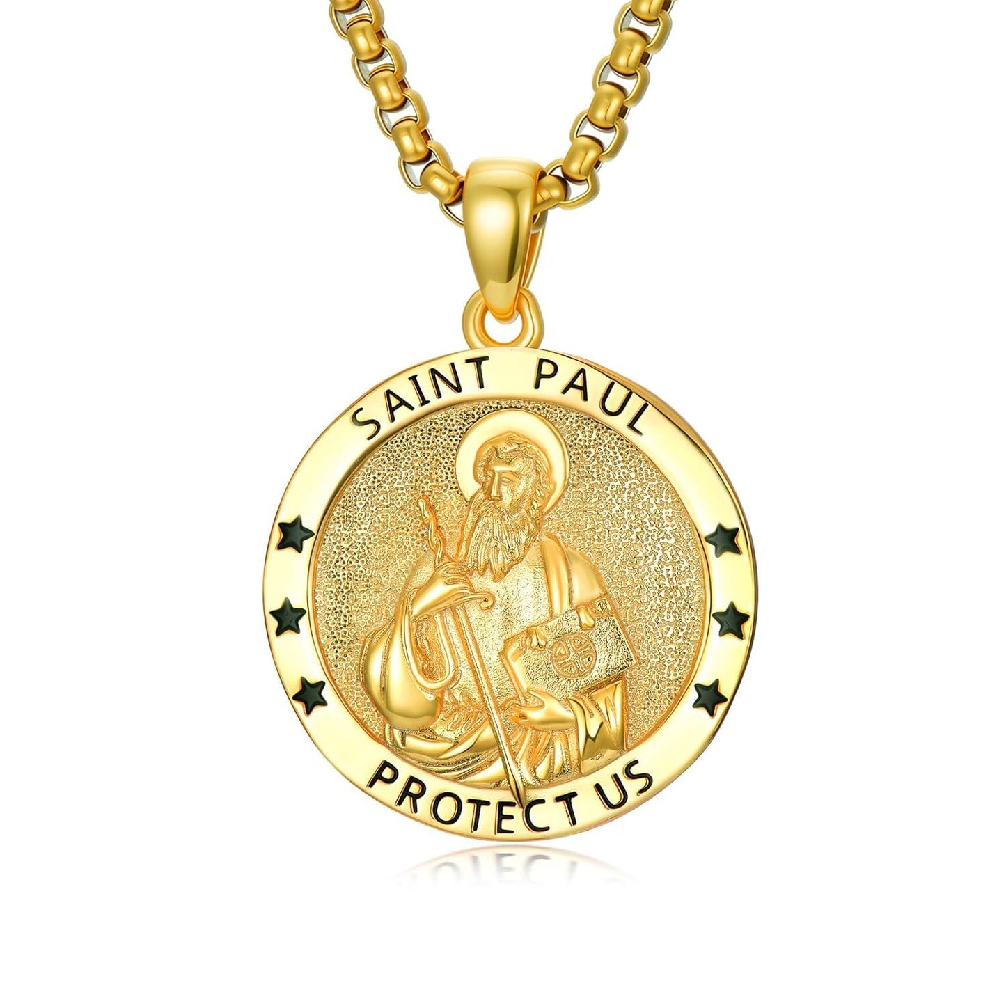 925 Sterling Silver St. Paul Medal Pendant with 22  - Hypoallergenic Religious Jewelry for All Genders
