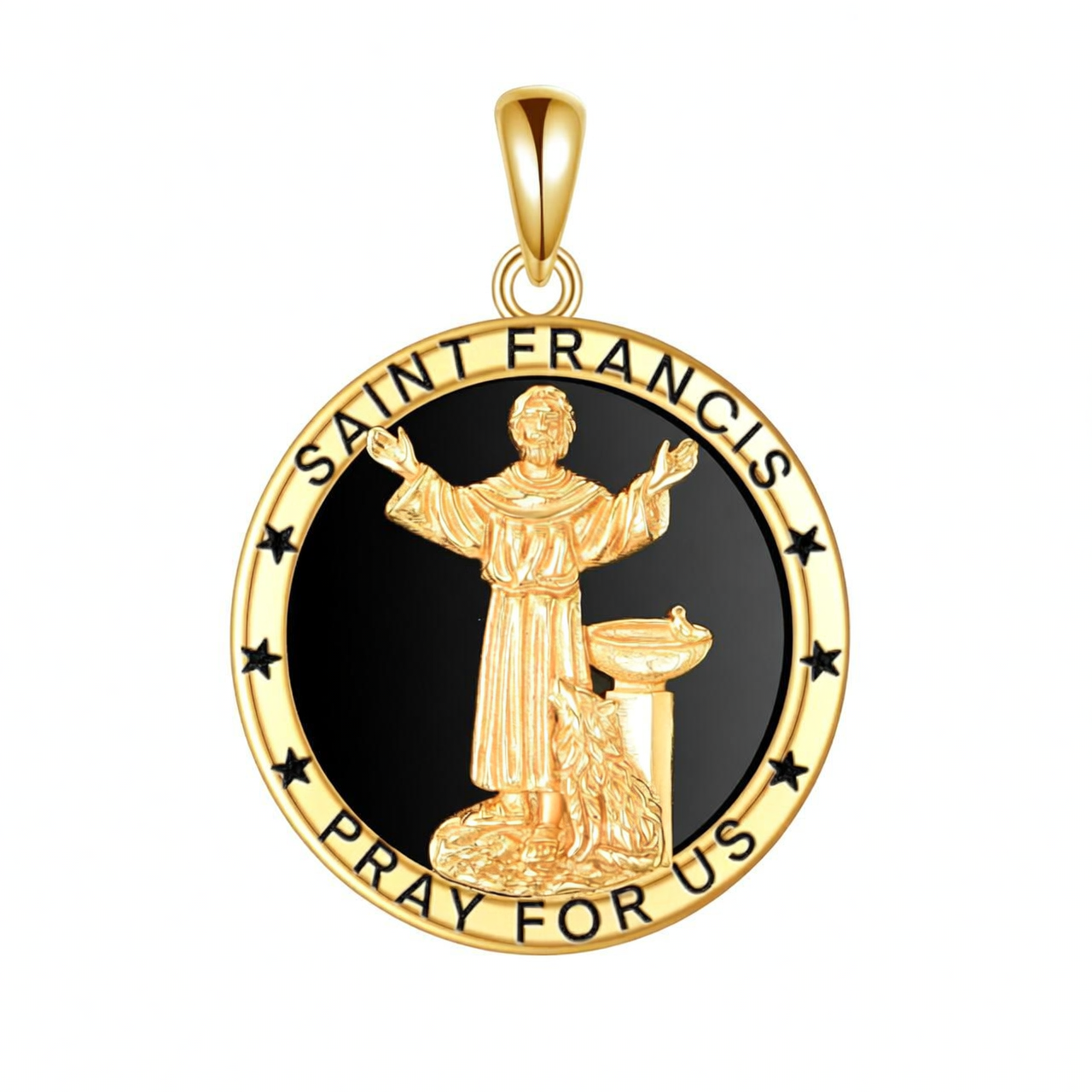 925 Sterling Silver Plated Gold  Saint Francis Pray for Us Religious Medal Necklaces