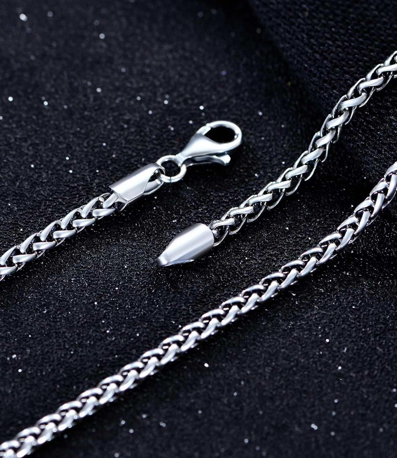 925 Sterling Silver 7mm Wheat Link Chain Bracelet