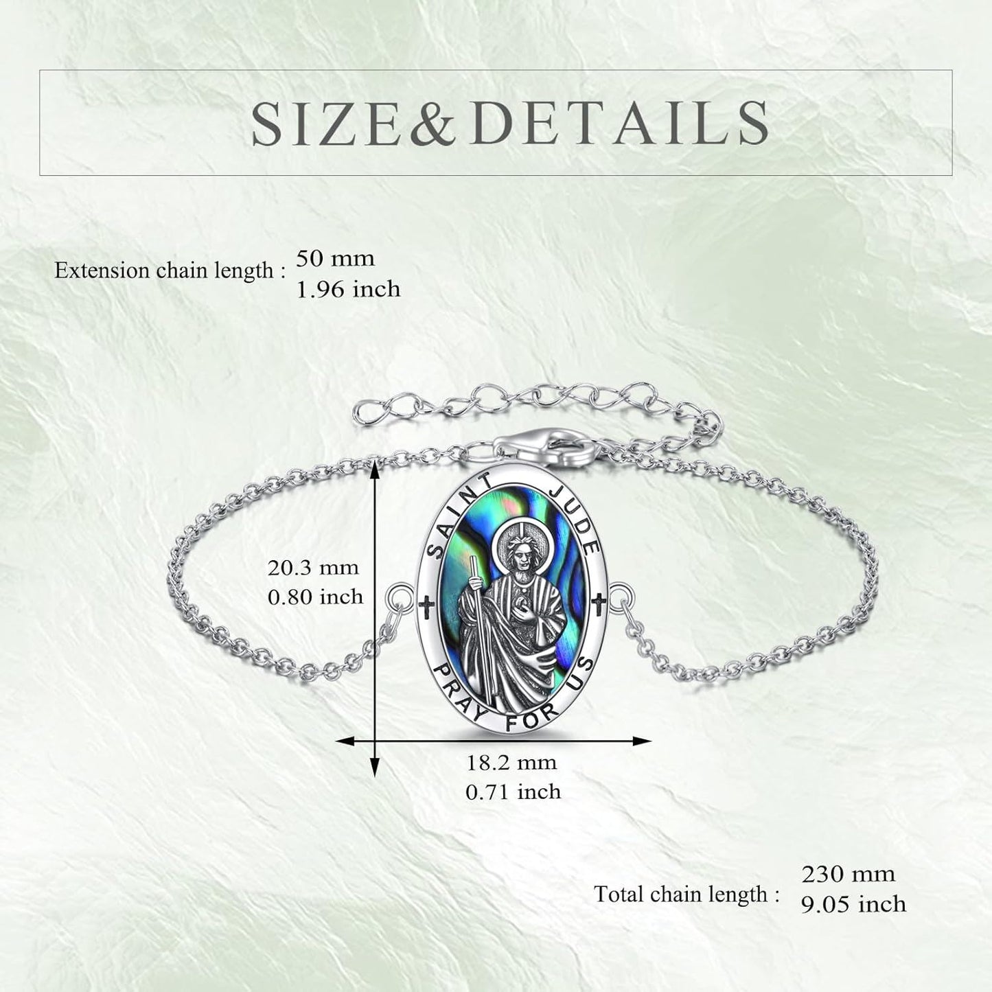 Pulsera de oro de 14 quilates con medalla de San Judas para hombres y mujeres, joyería de protección católica de 7+2 pulgadas