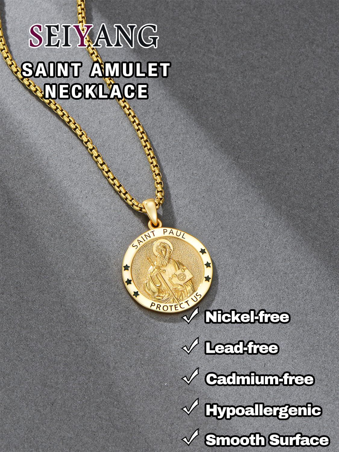 925 Sterling Silver St. Paul Medal Pendant with 22  - Hypoallergenic Religious Jewelry for All Genders