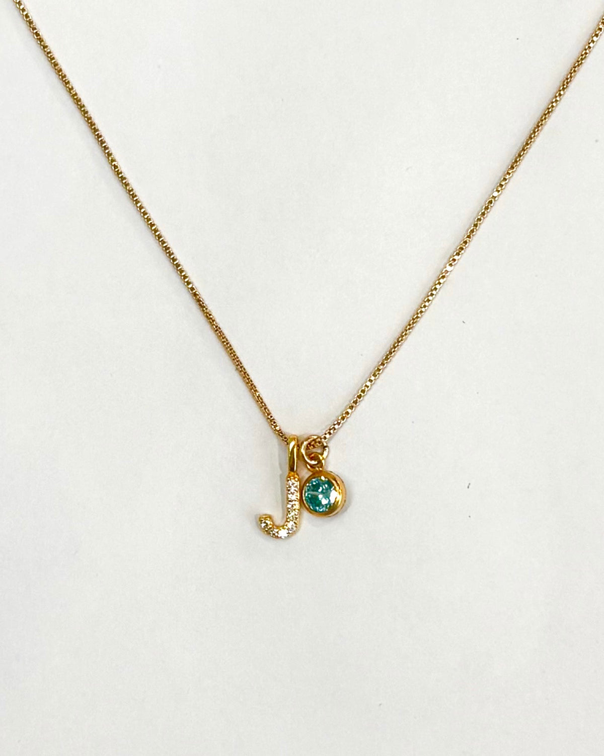 A-Z Pave Initial with Birthstones Necklace