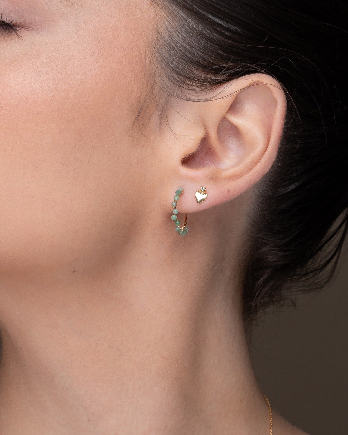 Emerald Beaded Hoop Earrings