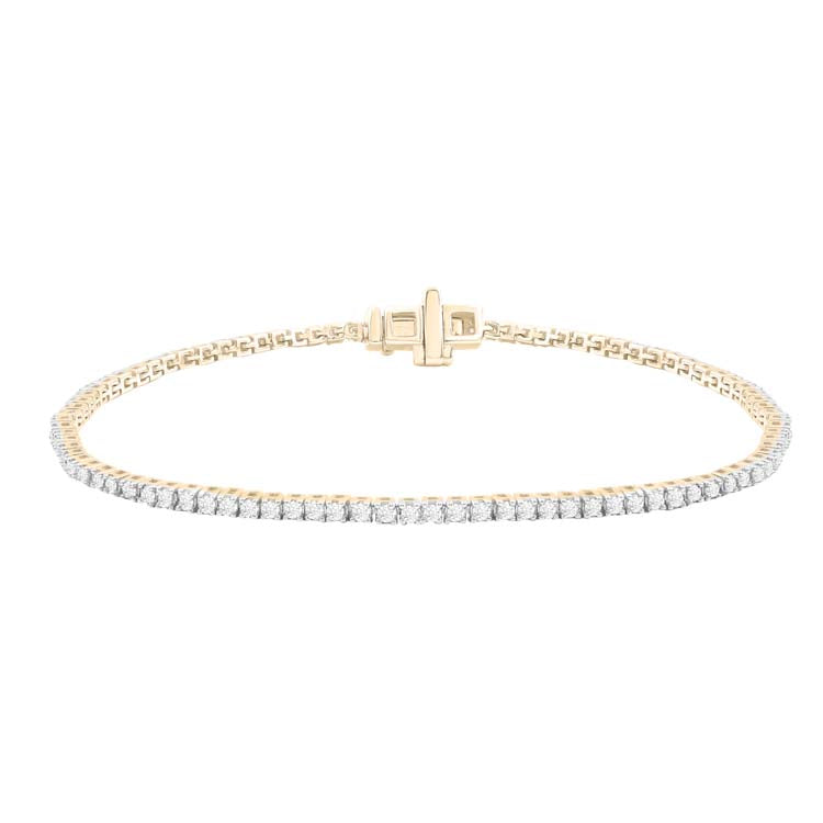 9K Yellow Gold Diamond Tennis Bracelet With 1.00 Carat 98 Diamonds
