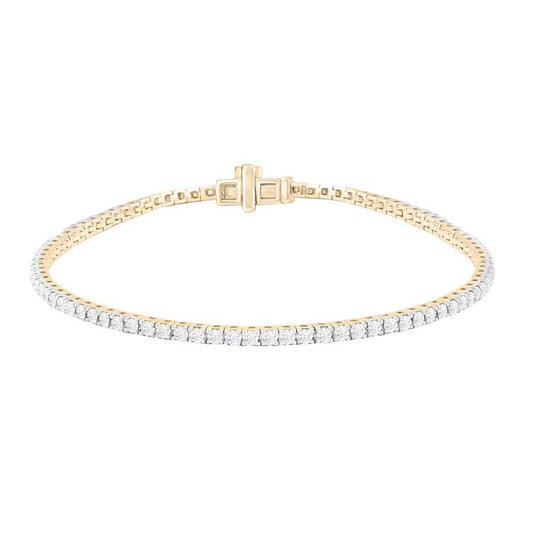 Diamond tennis bracelet with 2.00ct diamonds in 9K yellow gold