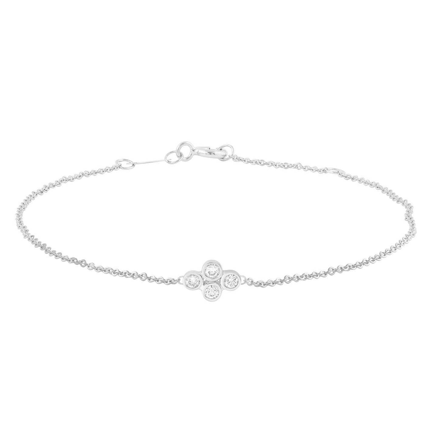 9K White Gold Diamond Bracelet With 0.15ct And 4 Stones