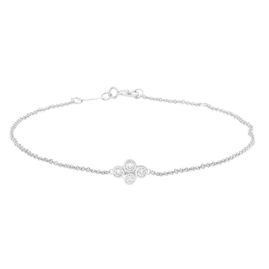 9K White Gold Diamond Bracelet With 0.15ct And 4 Stones