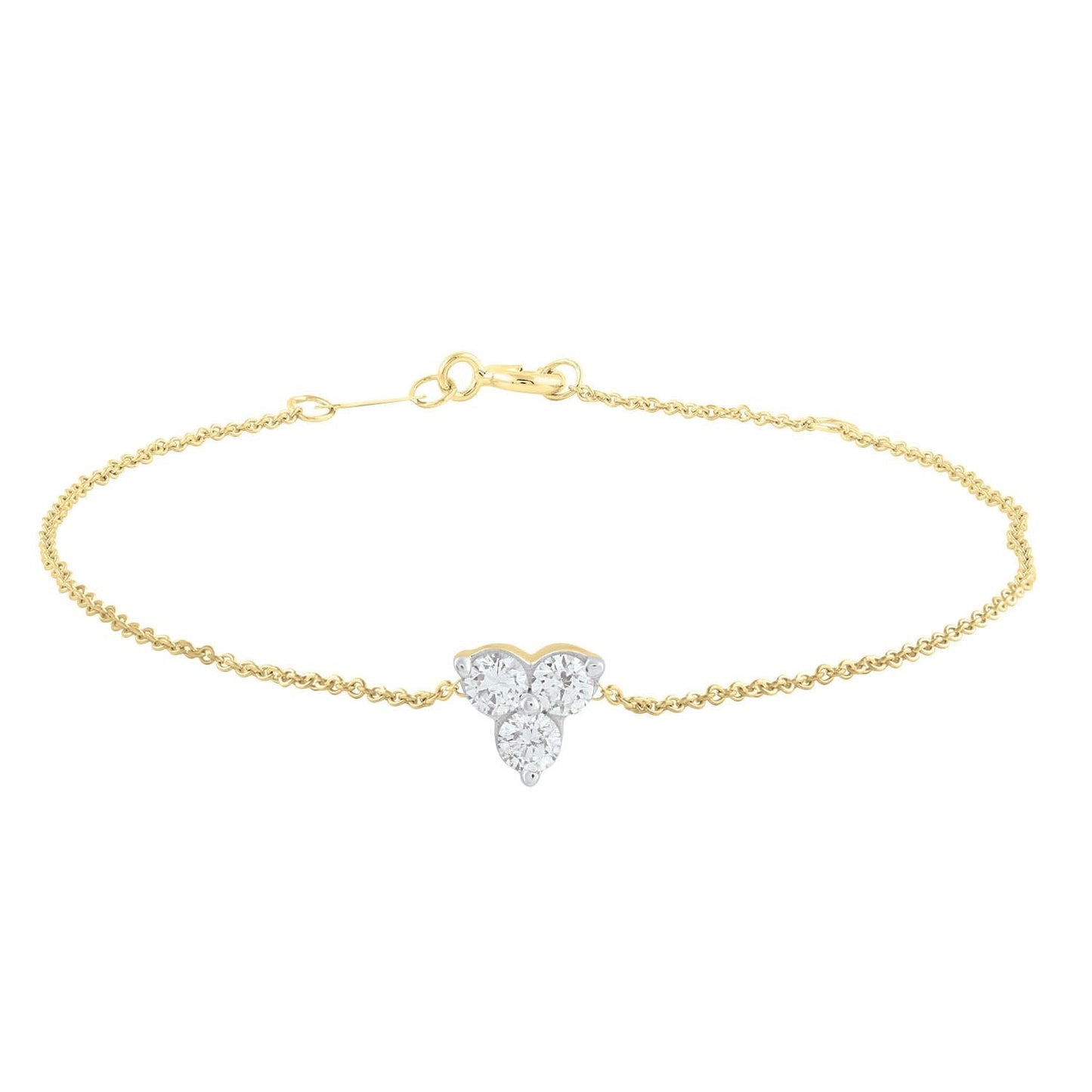 Elegant 9K Yellow Gold Diamond Bracelet With Three 0.15ct Stones And 17cm