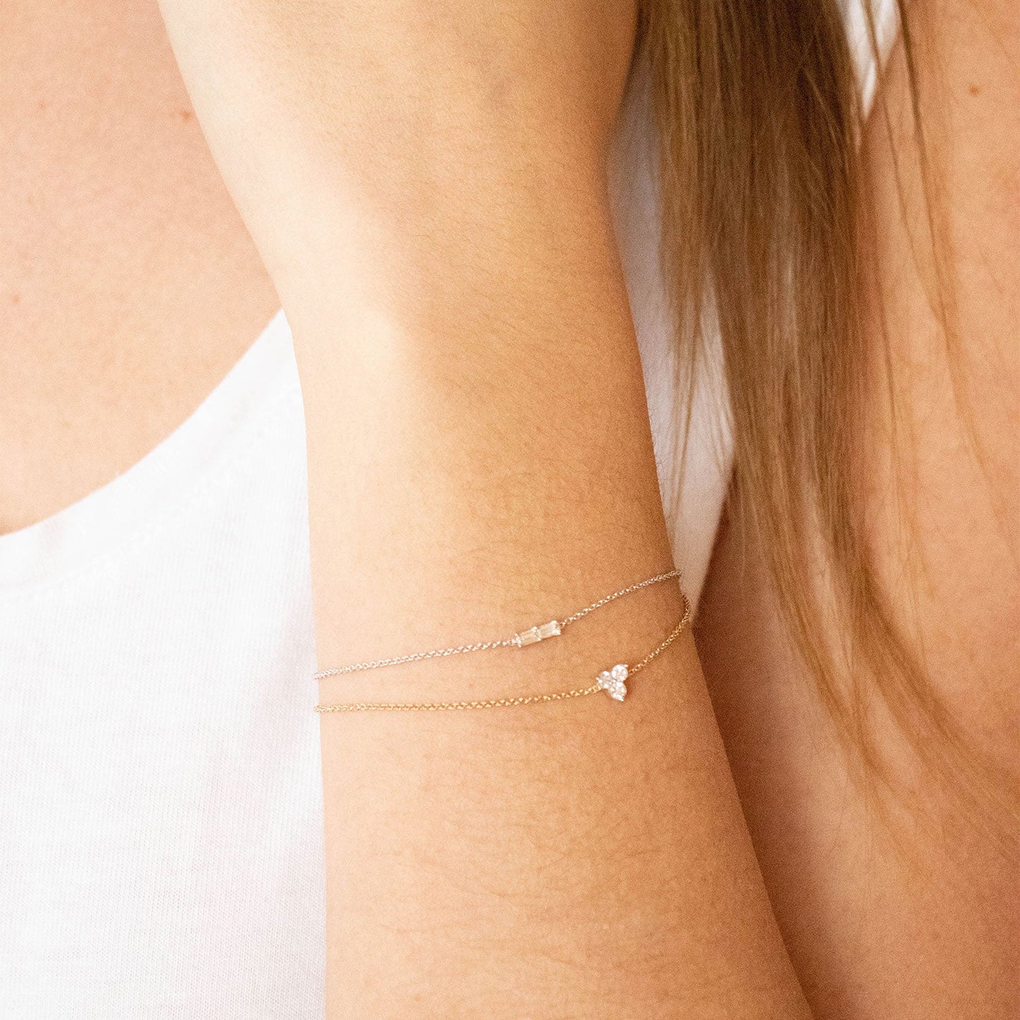 Elegant 9K Yellow Gold Diamond Bracelet With Three 0.15ct Stones And 17cm