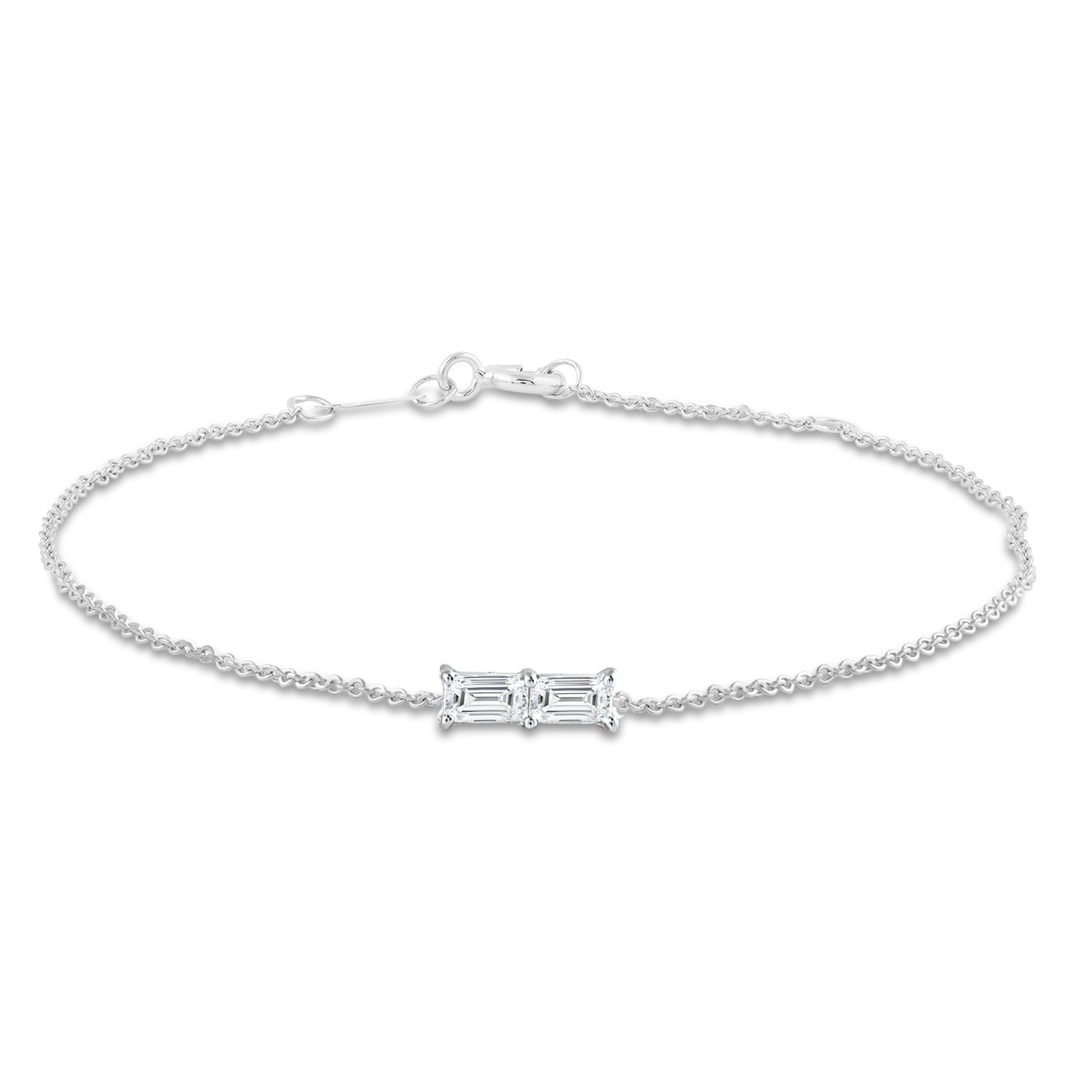 Elegant 9K White Gold Diamond Bracelet With 0.06 Carat And 17 Plus 2 Cm Length