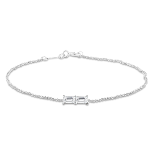 Elegant 9K White Gold Diamond Bracelet With 0.06 Carat And 17 Plus 2 Cm Length