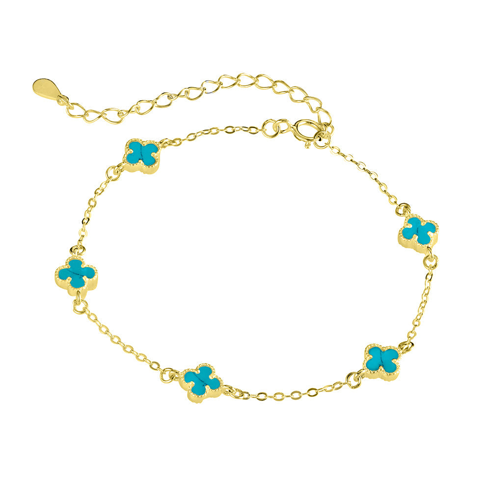 Sterling silver fine TQ multi-flower bracelet Giulia'secret