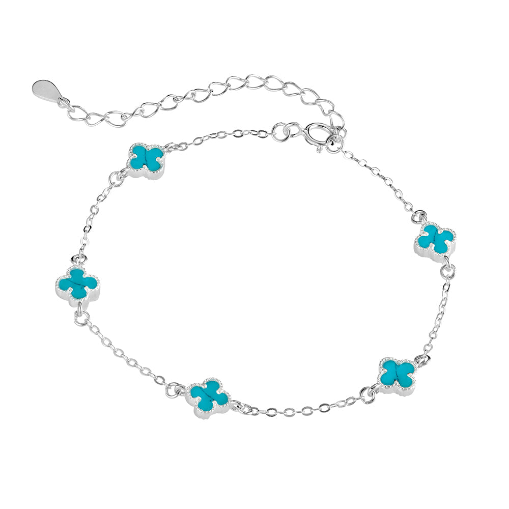 Sterling silver fine TQ multi-flower bracelet Giulia'secret