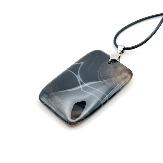 Natural Black Lace Agate Thread Necklace