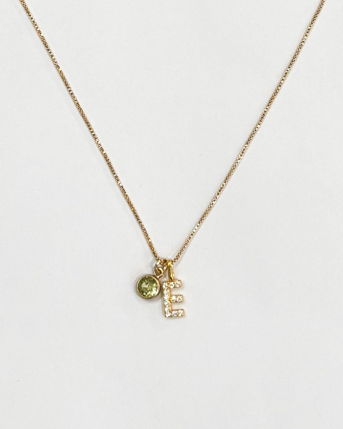 A-Z Pave Initial with Birthstones Necklace