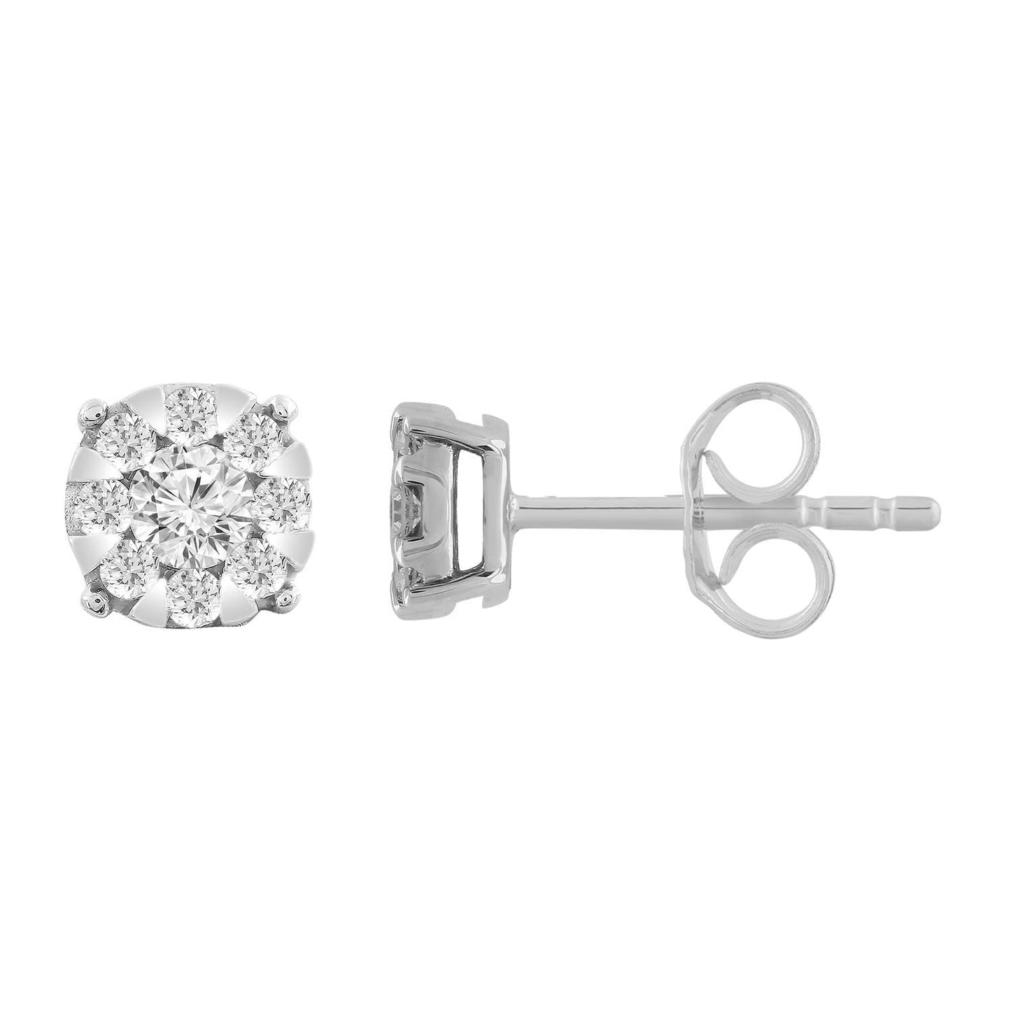 Beautiful 0.33 Carat Round Diamond Stud Earrings In 9K White Gold