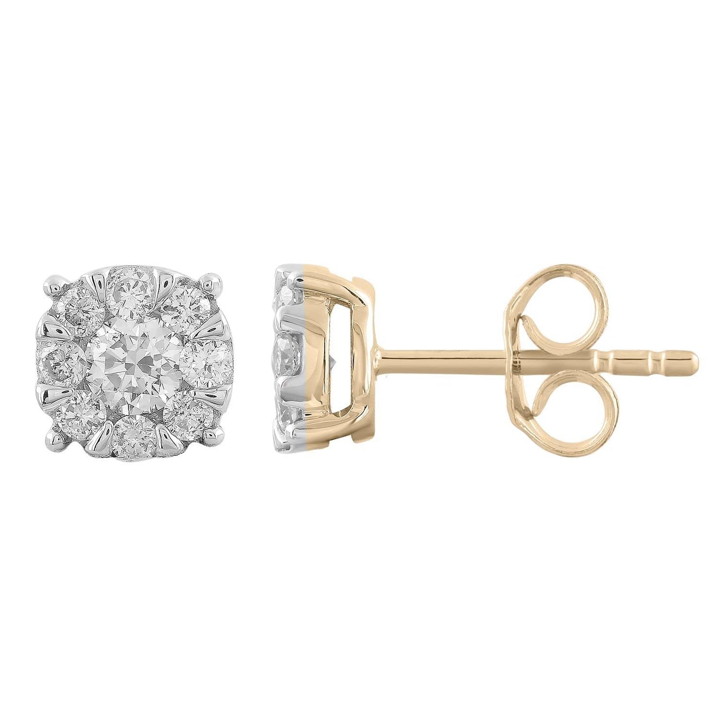 0.50ct Round Diamond Stud Earrings Set In 9K Yellow Gold