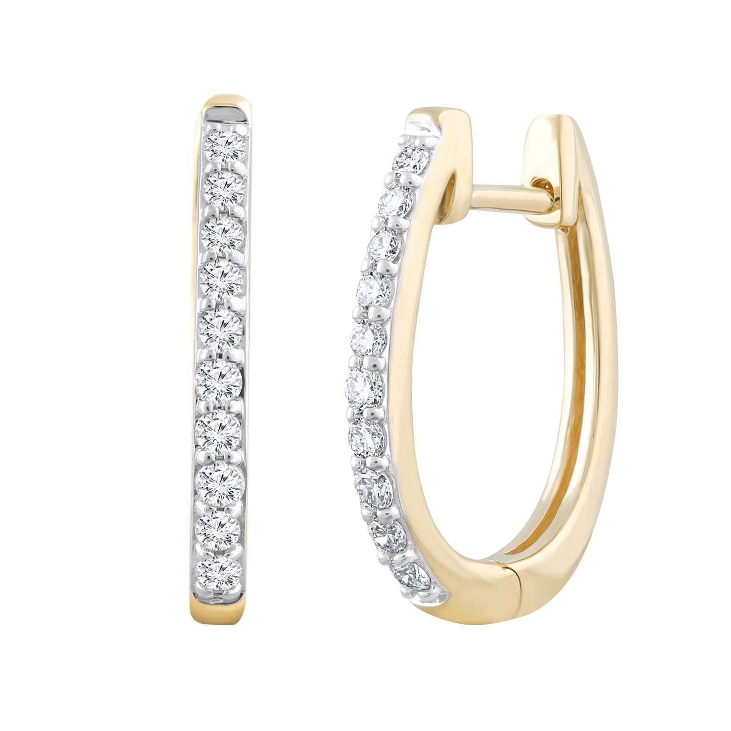 Stunning 9K Yellow Gold Diamond Huggie Earrings 0.25 Carats