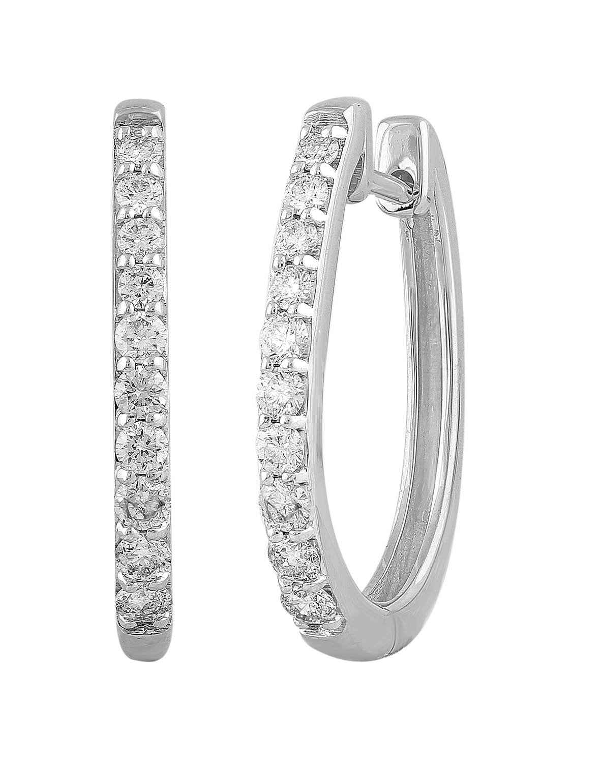9K White Gold Diamond Huggie Earrings 0.50ct 20 Stone Setting