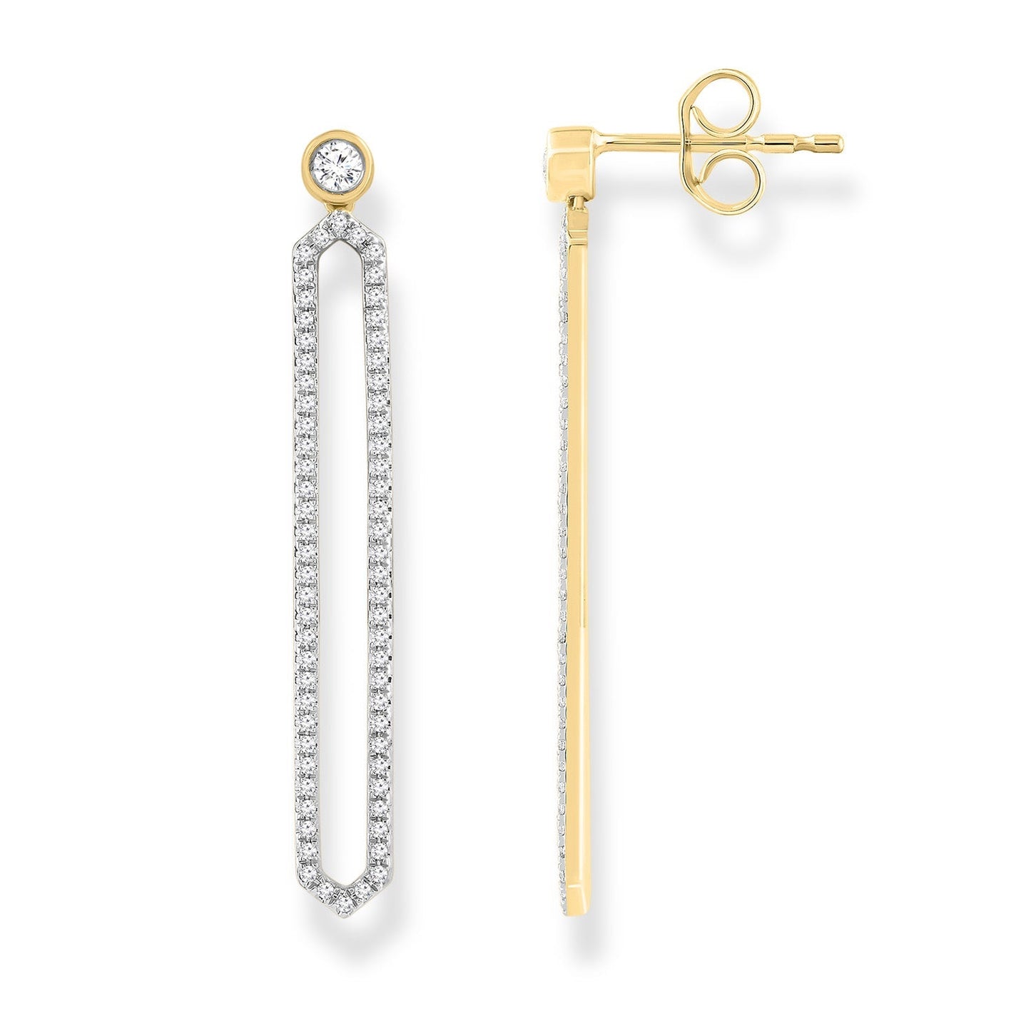 9K Yellow Gold Diamond Drop Earrings With 0.50ct Total Weight