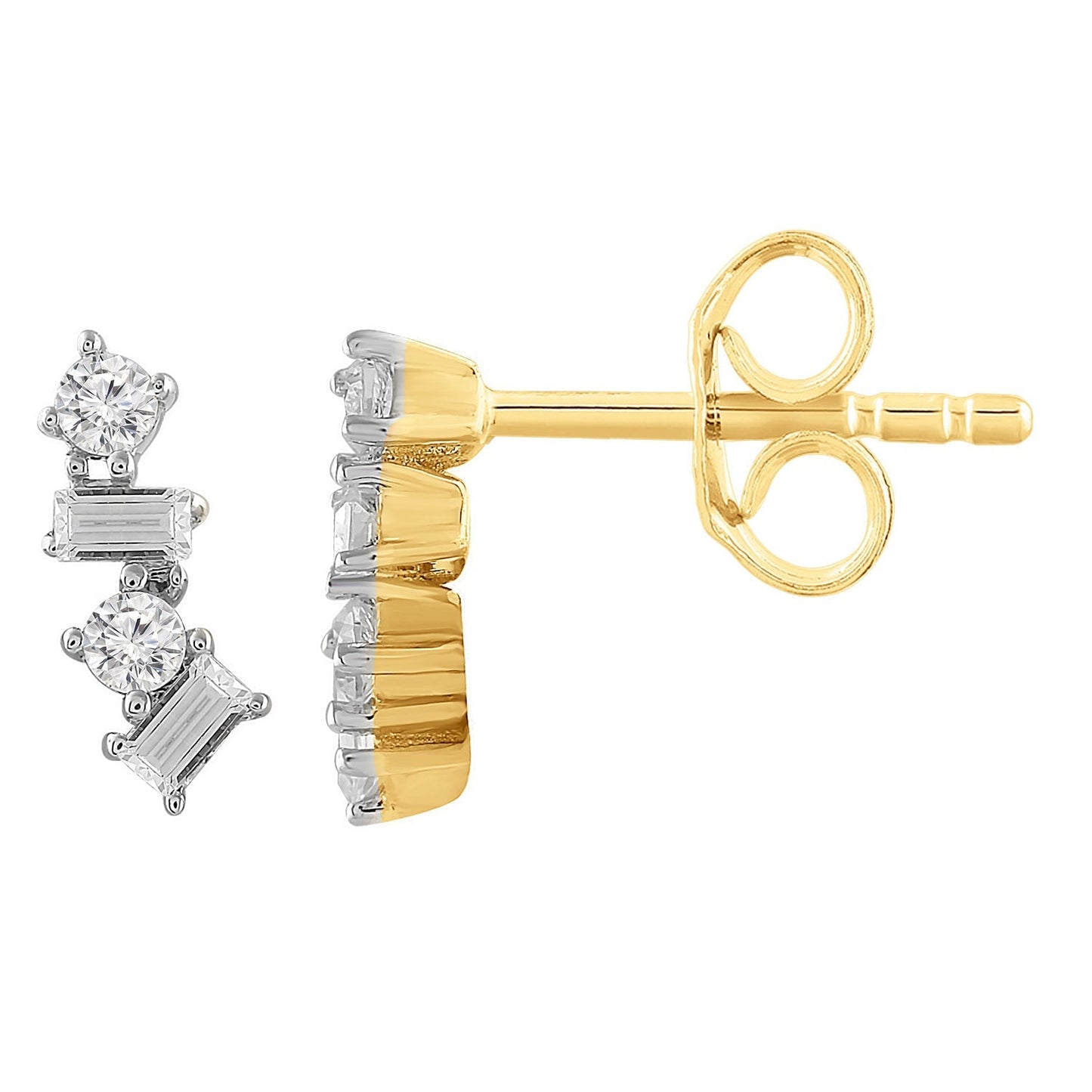 9K Yellow Gold Diamond Earrings 0.15ct with 8 Diamonds