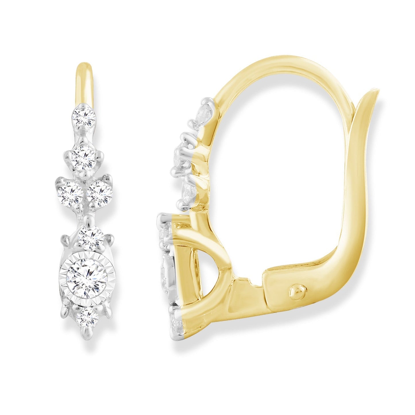 14 Stone 0.20ct Diamond Earrings In 9K Yellow Gold Polished