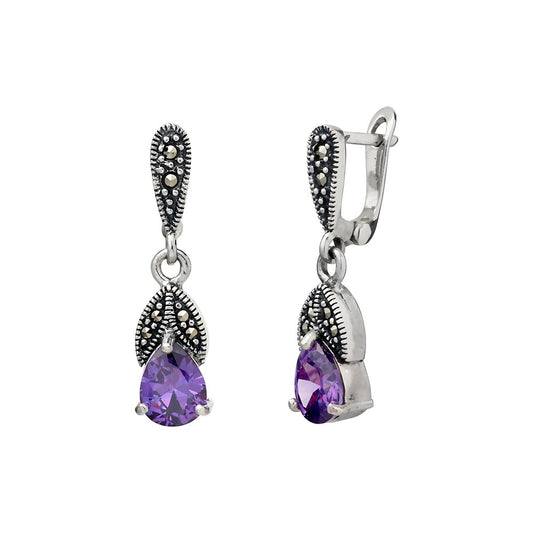 Sterling silver marcasite drop earring