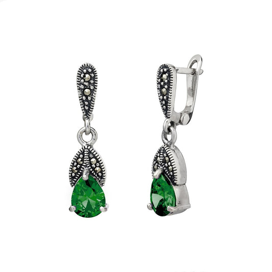 Sterling silver marcasite drop earring