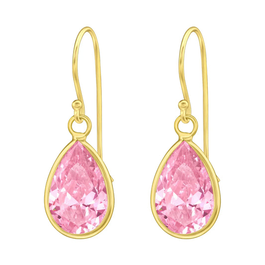 Silver Pear Earrings with Cubic Zirconia