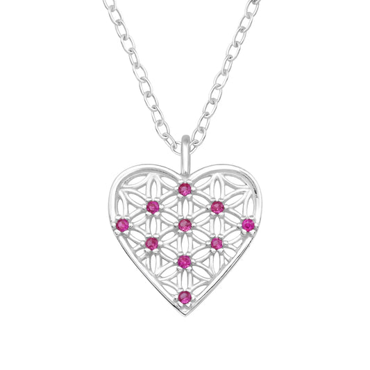 Heart Sterling Silver Necklace with Cubic Zirconia