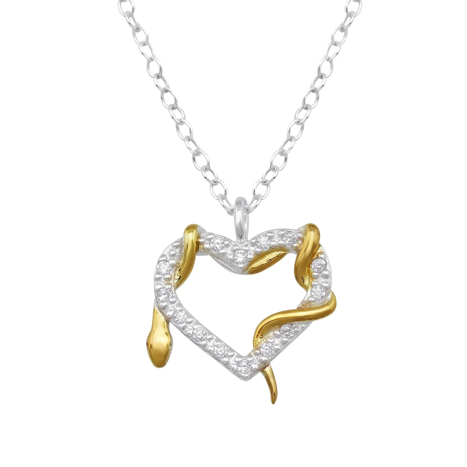 Snake Heart Sterling Silver Necklace with Cubic Zirconia Giulia'secret