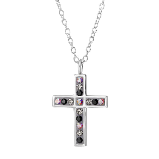 Cross Sterling Silver Necklace with Crystal
