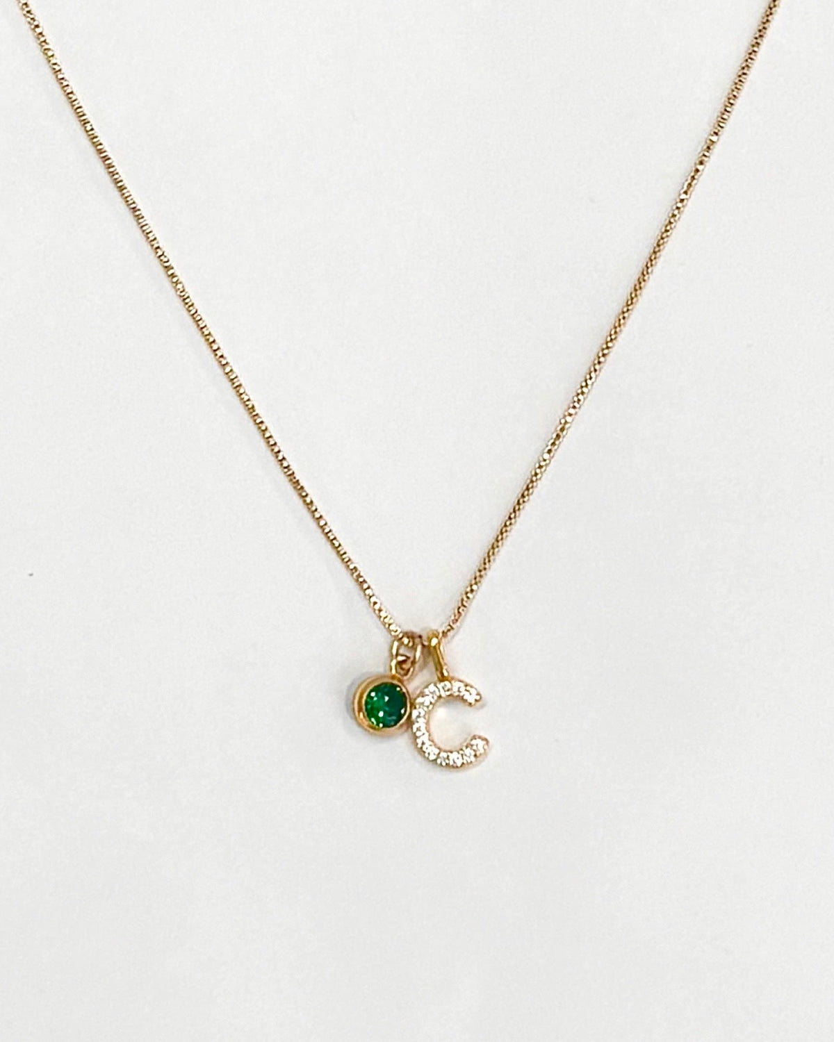A-Z Pave Initial with Birthstones Necklace
