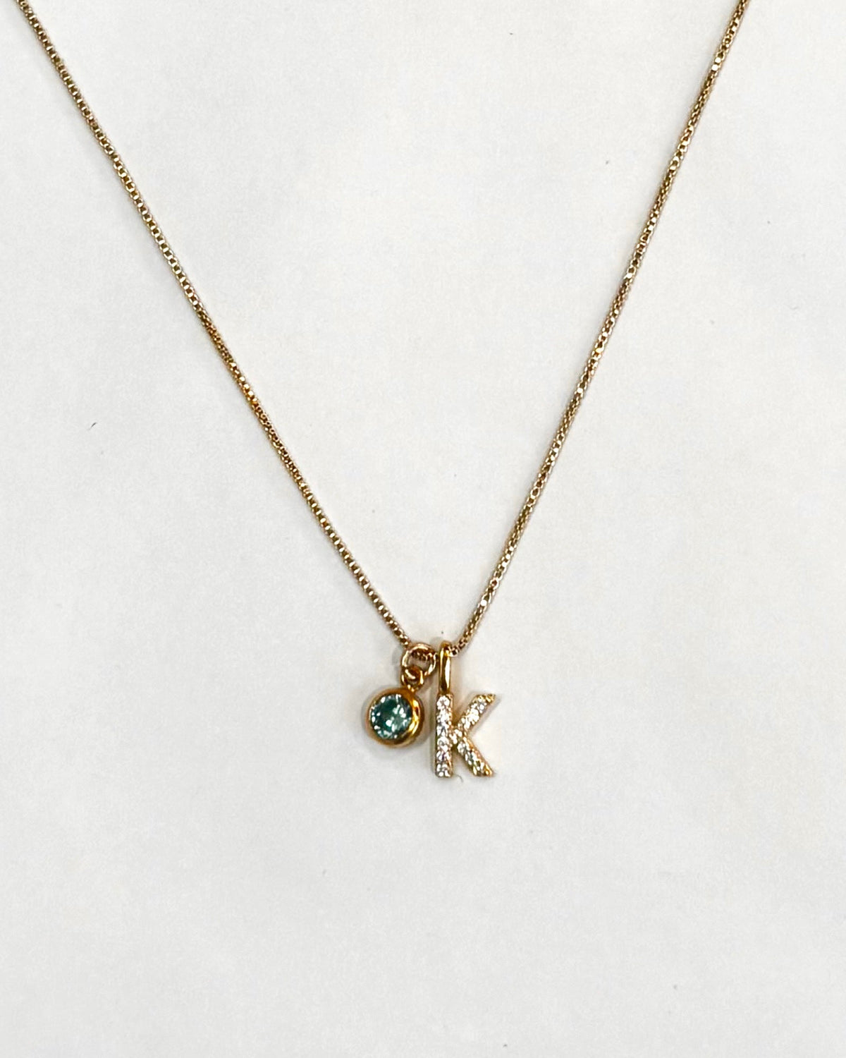 A-Z Pave Initial with Birthstones Necklace