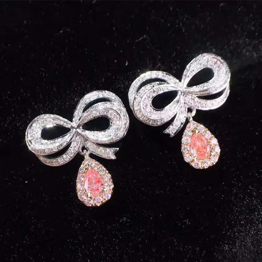 18k White Gold Pink Diamond Stud Earrings 0.205/0.17ct