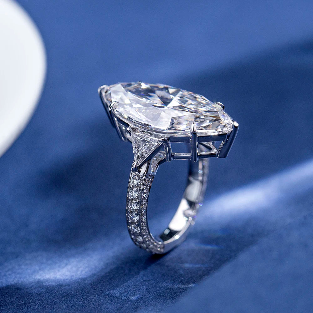 Engagement Ring Six Carat Marquise Lab Grown Diamond In 14K Gold IGI Certified