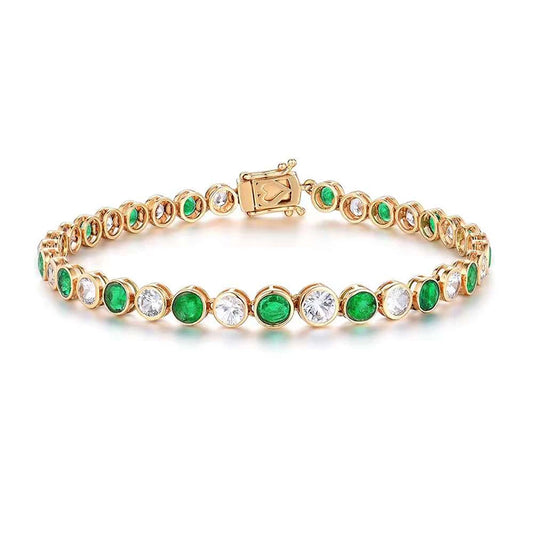 18K Yellow Gold GRC Certificate 5.17CT Natural Emerald Bracelet White Sapphire