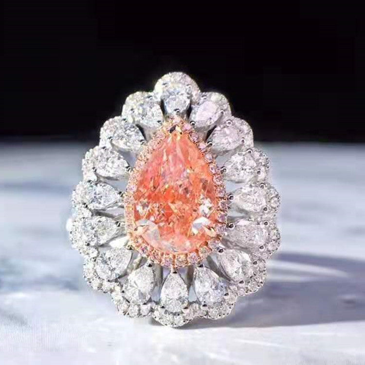 18k gold  Diamond 2.0ct Natural VS Pink Diamond Necklace Pendant Ring Dual Use